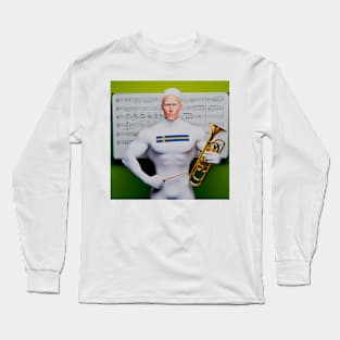 Swedish music teacher with piston and sheet music Long Sleeve T-Shirt